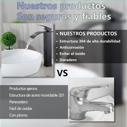 Grifo Mezclador Baño Llave Monomando Para Lavabo De Baño30cm Negro Negro/mate