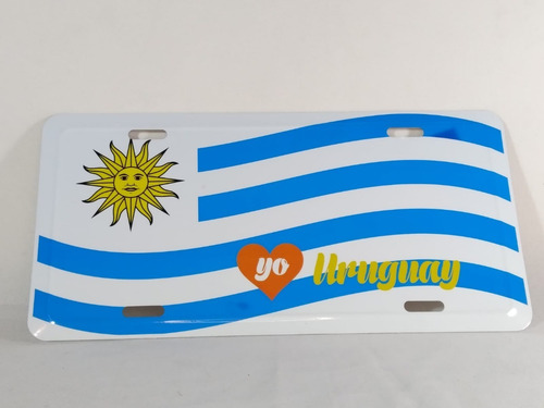 Chapa Matrícula Yo Amo Uruguay, Matrícula Bandera 30x15