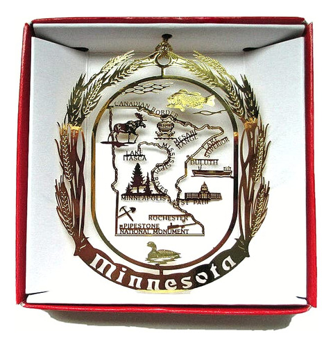 Minnesota State Laton Navidad Ornamento Souvenir Regalo St