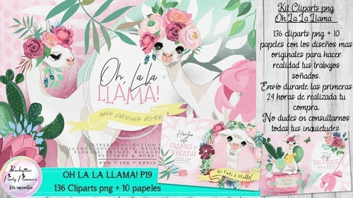 Cliparts Imagenes Png Papeles Llamas Alpacas Con Flores P19