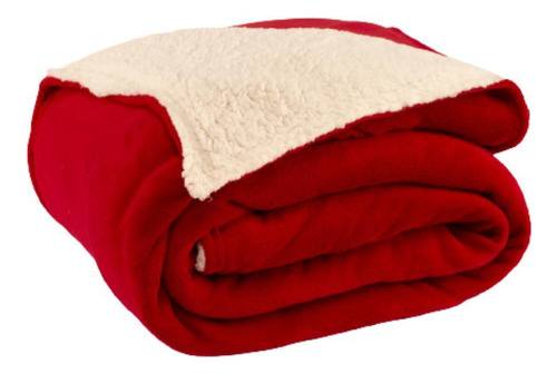 Cobertor Casal Queen Canadá 1 Peça Manta Sherpa Vermelho