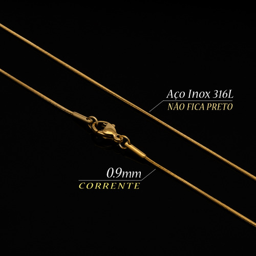 Conjunto Cordão Masculino Fino 0.9mm Cj-162 Aço Inox Ouro Cor Dourado