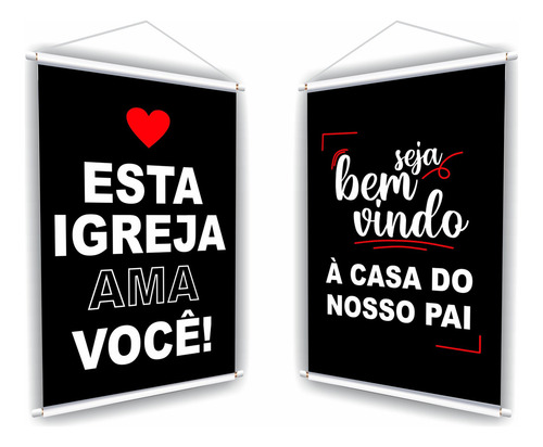Kit 2 Banner Faixa Placa Bem Vindo À Casa Do Pai