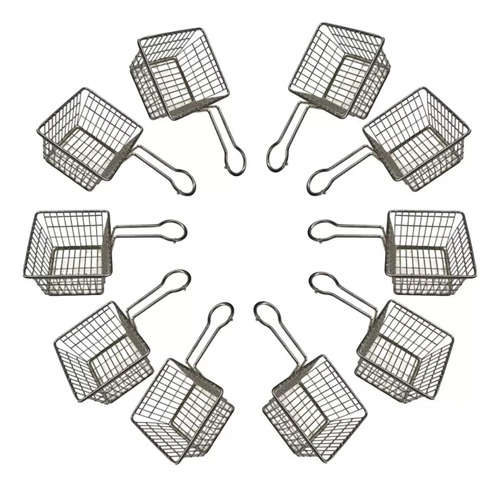 20 Mini Canastillas Freír Papas Colador Acero Niquelad 10×10