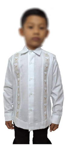 Camisa Guayamisa Mod An 118 Blanco Niño Manga Larga