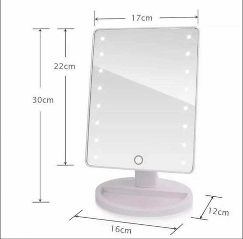 Imagen 5 de 7 de Espejo Rectangular Maquillaje Con Luz 16 Leds Y Base 16x21cm