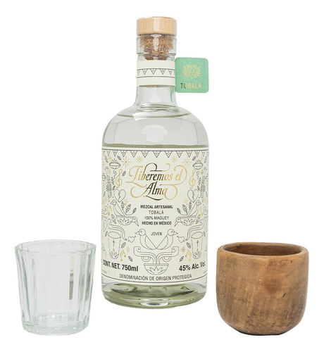 Mezcal Liberemos Tobala 750 Ml + 2 Vasos | Kit Mezcalero
