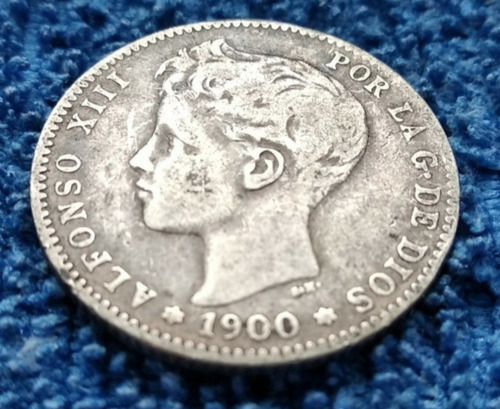 Moneda De Plata Extranjera Una Peseta   Año 1900
