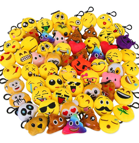 Pack 64 Mini Almohadas Emoticono Llavero Felpa Regalo Fiesta