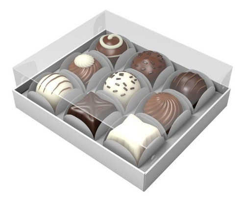 Imagem 1 de 2 de 50 X Caixa Brigadeiro P/ 9 Doces Gourmet / Doces / Bombons