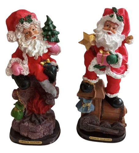 Set 2 Figura Decorativa Adorno Santa Viejo Pascuero 23cm