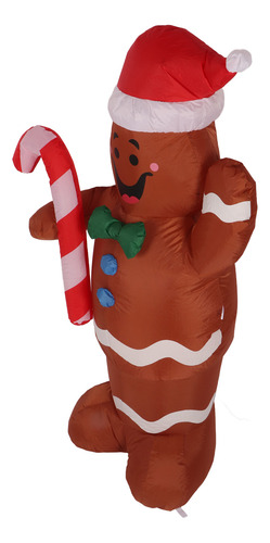 Hombre De Jengibre Inflable Navideño De 4.92 Pies, Lindo