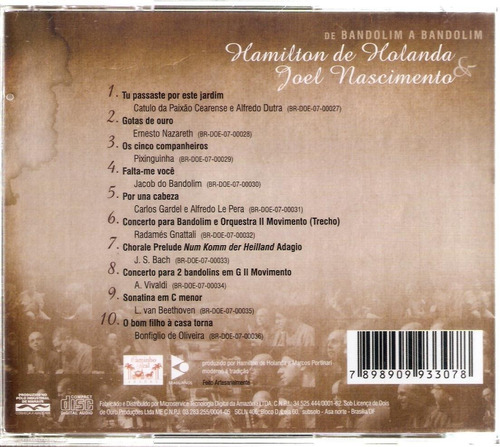 Cd Hamilton De H. & Joel Nascimento - De Bandolim A Bandolim
