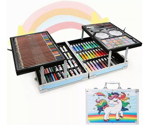 145 Set De Arte Profesional, Kit De Dibujo Colores Plegable