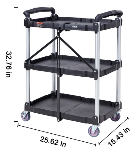 Vevor Carro De Servicio Utilitario Plegable De 3nivelesnegro