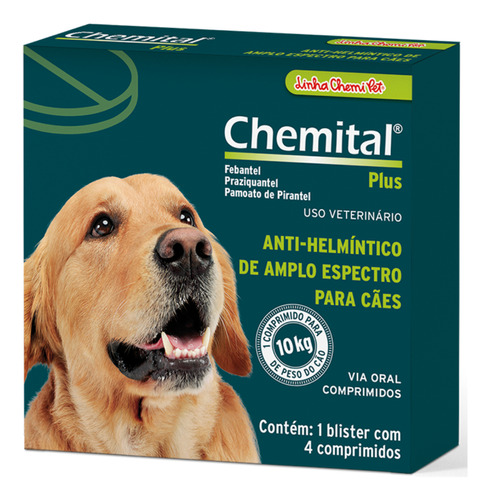 Chemital Plus Vermífugo P/ Cães Com 4 Comp. Kit C/6 Caixas