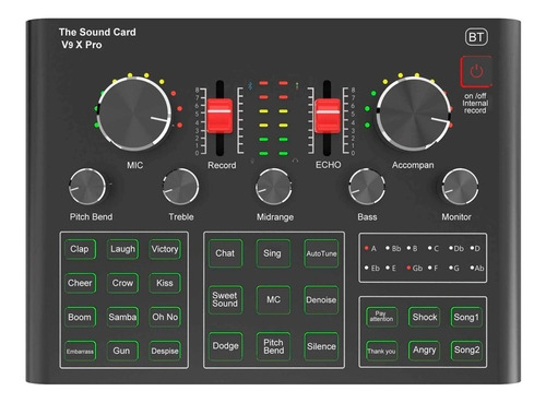 Tarjeta De Sonido Externa V9x Pro Computer Live Broadcast Color Negro