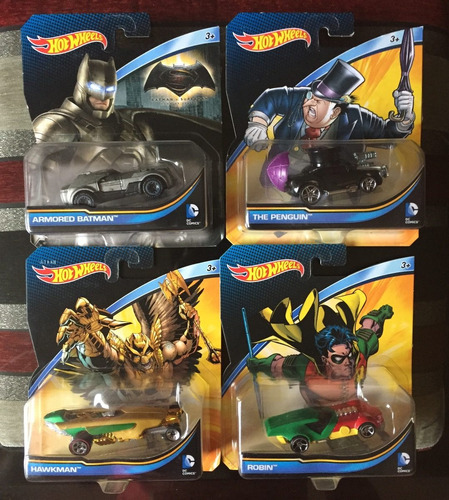 Hot Wheels Dc Universe Batman, Robin, Pinguin, Hawkman