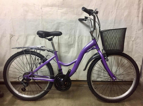 Bicicleta Dama Aro 24 18v Campera Canasta Componentes Taiwan
