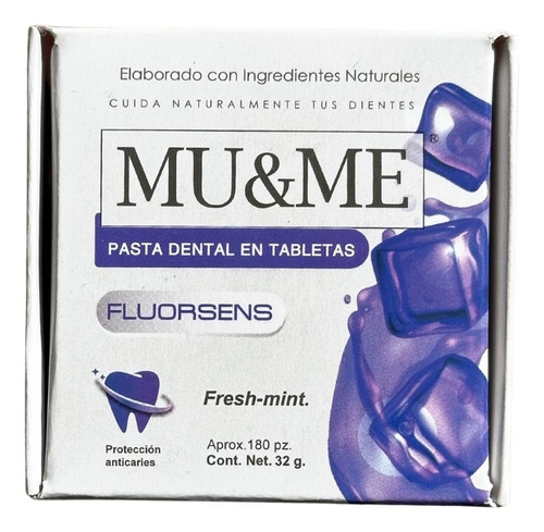 Pasta Dental Tableta Solida Mu&me Con Flúor Freshmint (32gr)