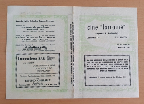 Programa Cine Lorraine - Noche De Circo Año 1962