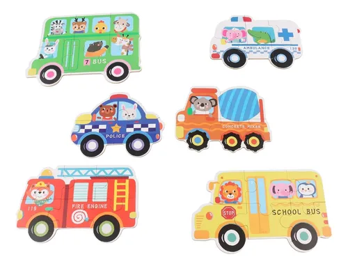 Puzzles Rompecabezas De Transporte Juego Didáctico Madera