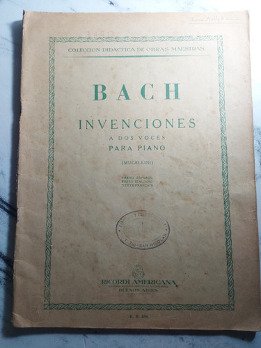 Imagen 1 de 7 de Bach Invenciones A Dos Voces Para Piano. Ian 465
