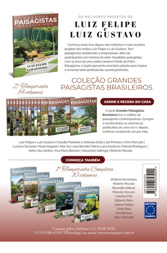 Grandes Paisagistas Brasileiros: Luiz Felipe E Luiz Gustavo, De Luiz Felipe E Luiz Gustavo., Vol. 1. Editorial Editora Europa, Capa Mole Em Português, 2022