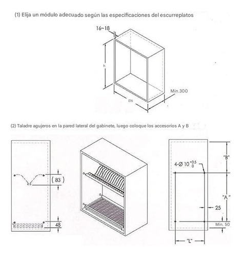 Seca Platos Para Mueble De 90cm De Acero Inoxidable