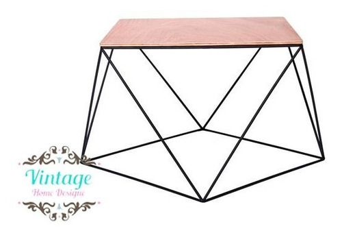 Imagen 2 de 9 de Mesa De Centro Auxiliar Metálica Y Madera