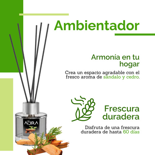 Aura Aromatizante Ambientador Mikado Base/varillas 100ml 2pz