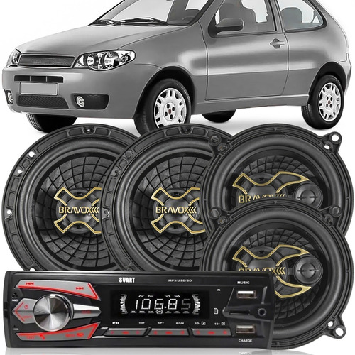 Kit Alto Falante Palio G3 2004 05 2014 + Radio Bluetooth Mp3