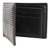 Comprar Billetera De Cuero Diseño Liso Con Rayas Tarjetero Reforzada Negro Cuero Rayas