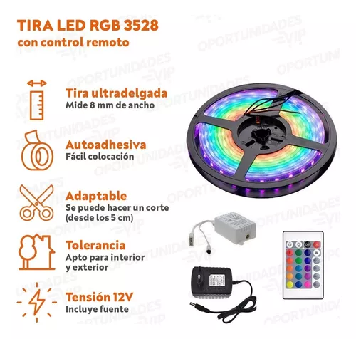 Tira Luz Led 5 Metros Kit Completo Autoadhesivas.