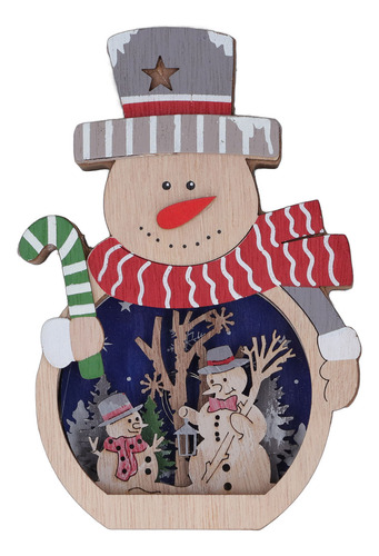 Adorno Navideño Luminoso De Madera Con Emisión Led