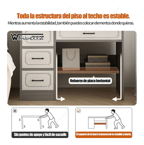 Tocador Madera Con Espejo Luz Melamina