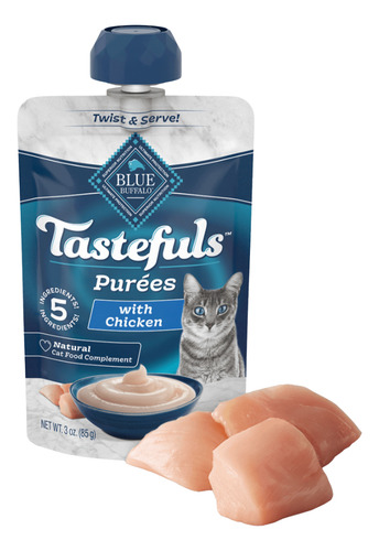 3 Pack Blue Buffalo Tasteful Puree De Pollo Para Gato 85g