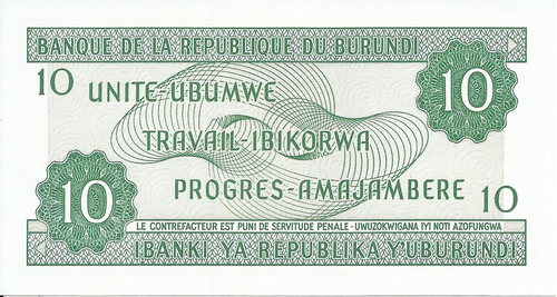 Burundí 10 Francos 2007 
