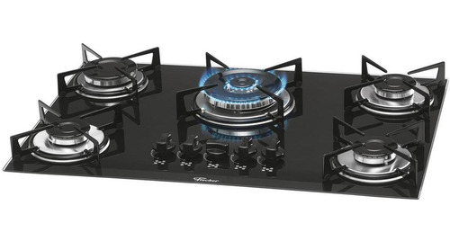 Imagem 1 de 2 de Cooktop Fischer 5 Bocas Mesa Vidro Tripla Chama Preto Bivolt