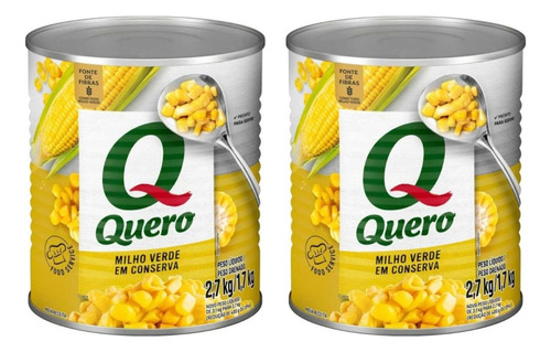 Milho Verde Em Conserva Quero 1,7kg - Kit Com 2 Latas