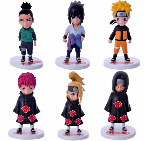 Kit 6 Action Figure Naruto Sasuke Itachi Deidara Nara Sasori