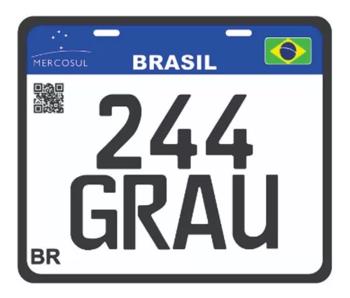 Placa Personalizada Mercosul P/Bike Novo Modelo Escrita Grau - LBS