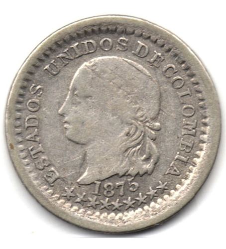 5 Centavos 1875 Bogotá Plata