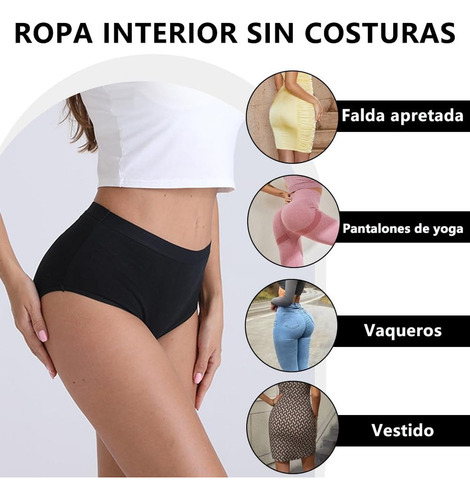Y 6 Pcs Calzoncillos De Algodón De Talla Grande Para Mujer