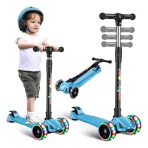 Comprar Scooter Patinete Para Niños 3 Ruedas Luces Led Juguete Color Azul Scooter A