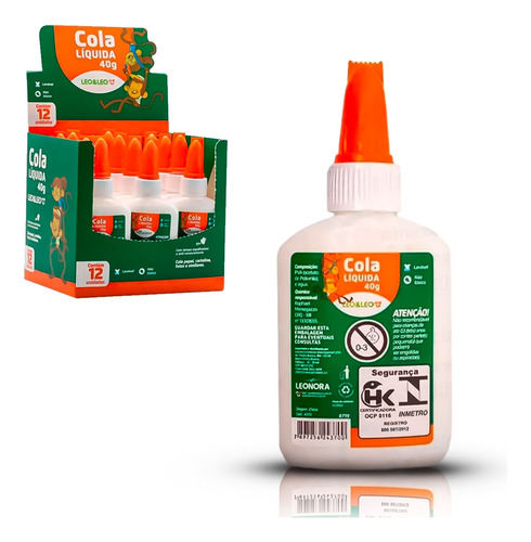Cola Branca Escolar 40g Caixa Com 12 Uni. Leo&leo
