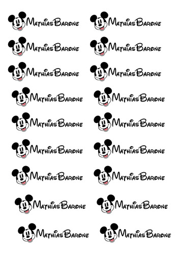 Stickers De Mickey Nombre Personalizado - 20 Unidades