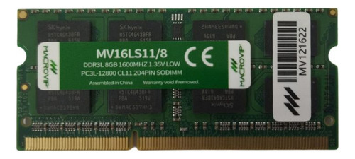 Memória Ddr3 8gb, 1600mhz, 1.35v, Macrovip - Notebook