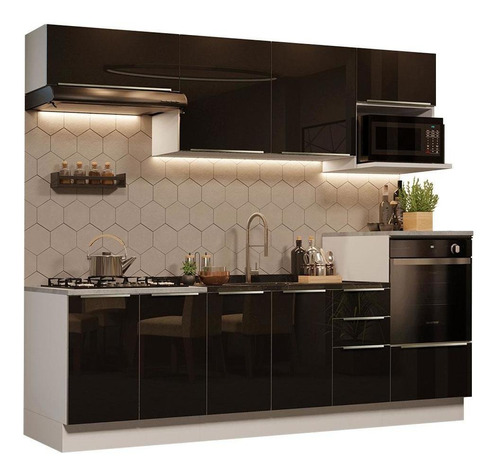 Madesa Gabinete Cocina Integral Completa 260cm Lux Bl/neg 07