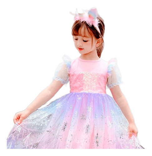 Vestido Infantil Menina Festa Estrela Galáxia Glamour Rosa